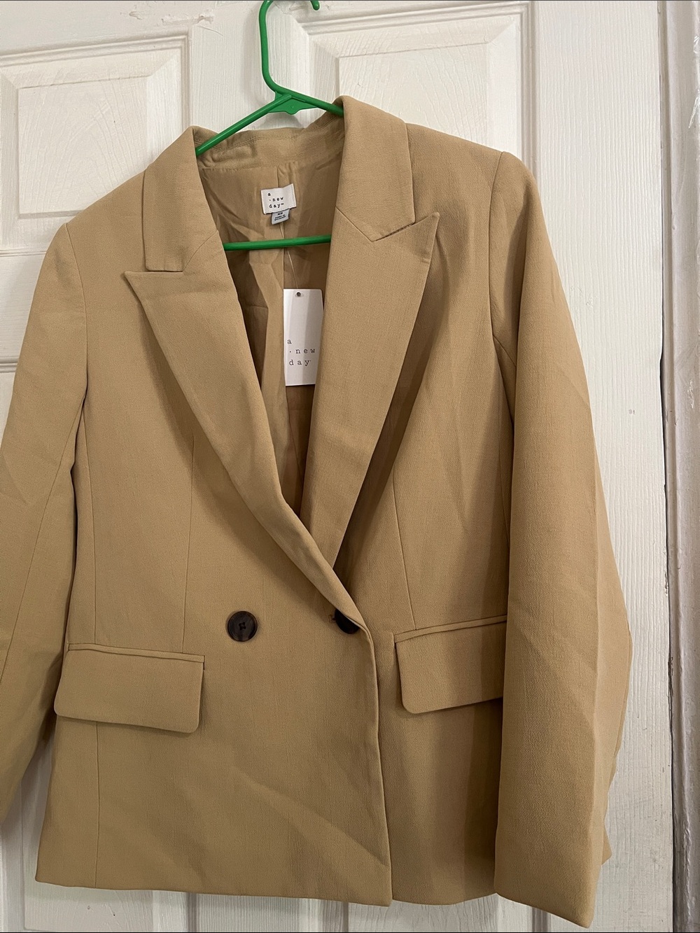 a new day Tan Double-Breasted Blazer